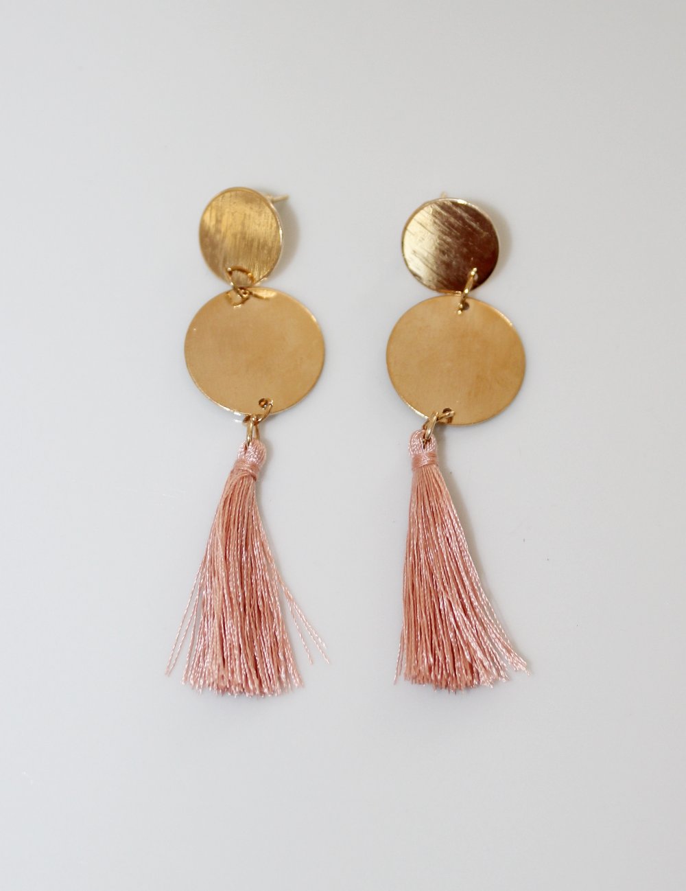 Ohrringe Ohrhänger Gold Rosa Rose Quasten