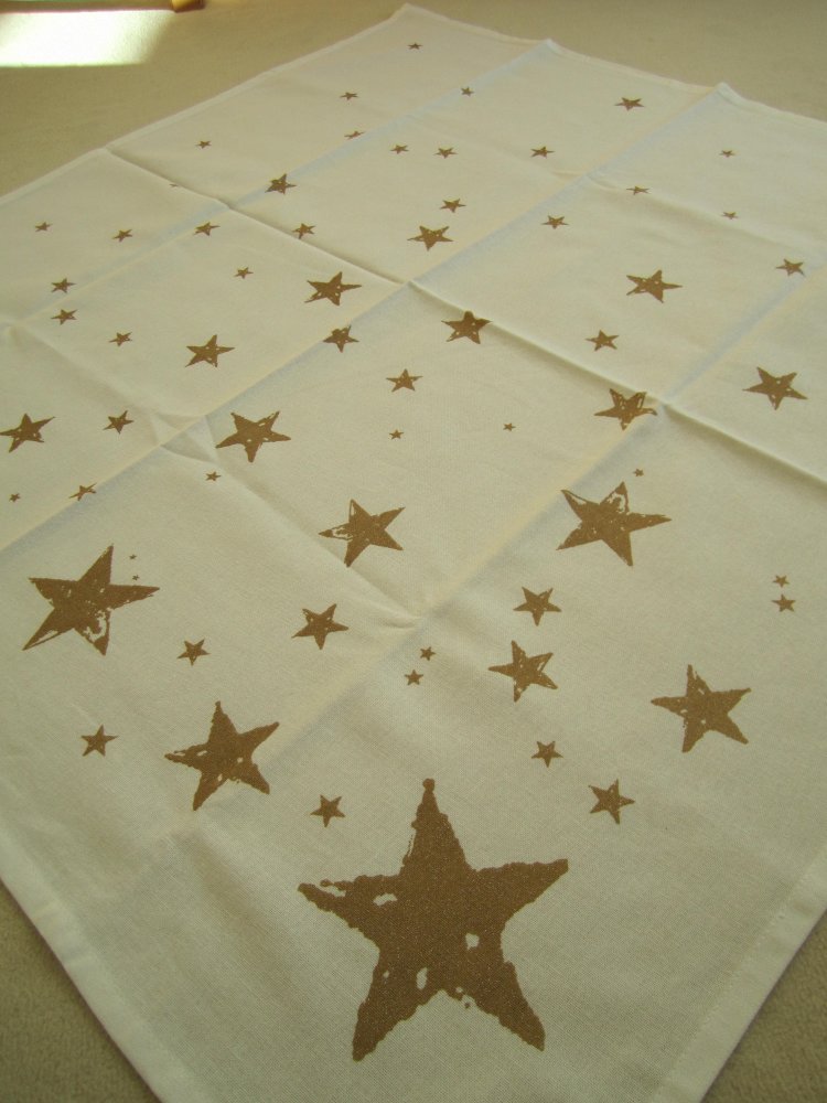 Depot Tischdecke Weihnachten 82x82 cm NEU creme Sterne