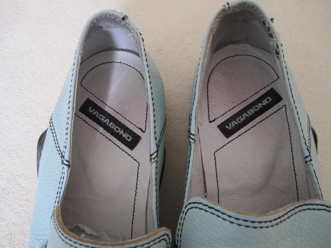 Vagabond Herren Leder Schuhe Slipper Gr. 43 hellblau