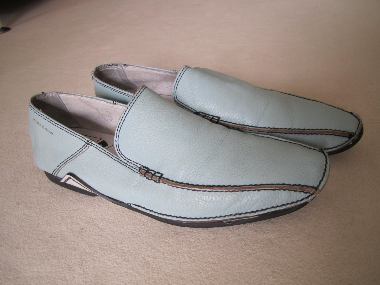 Vagabond Herren Leder Schuhe Slipper Gr. 43 hellblau