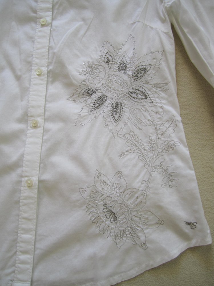 Esprit Bluse weiß Gr. M zarte Stickereien