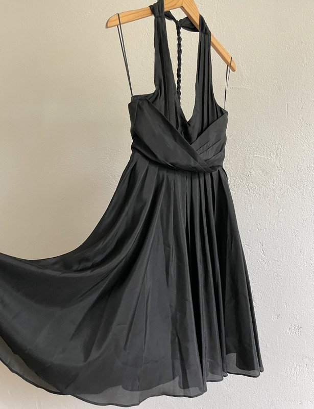 Vintage schwarzes Kleid aus Seide Midi Silk Dress ????