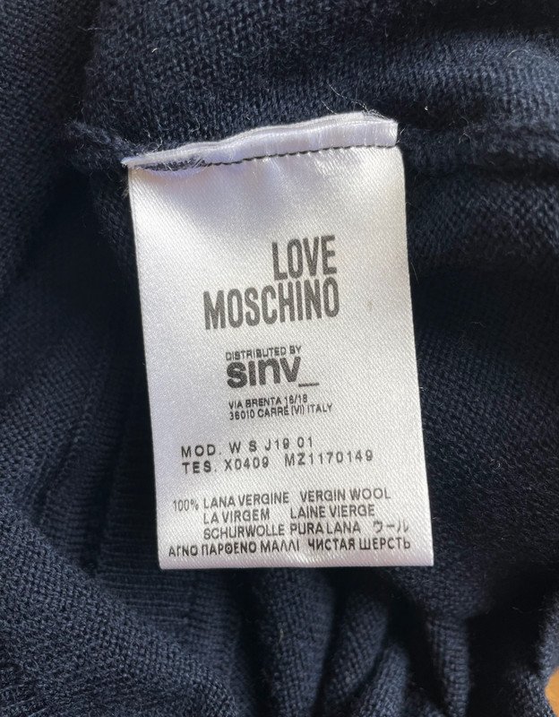 Love Moschino kurze Strickjacke Cardigan Perlen 100% Schurwolle