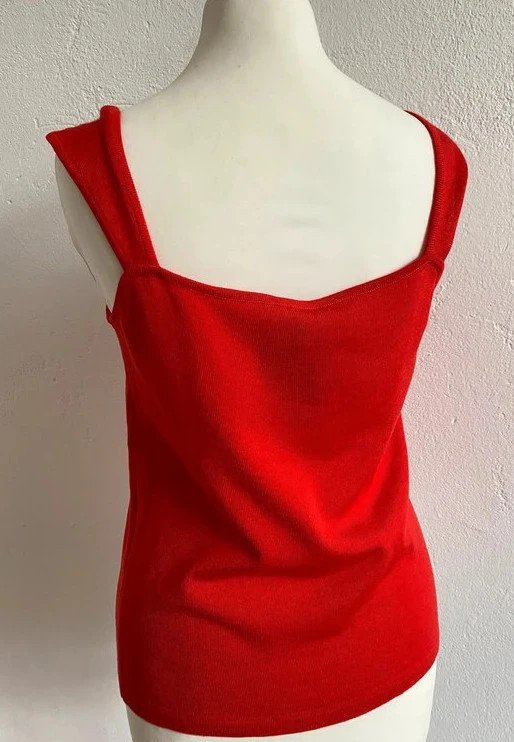 Escada rotes Strick Top aus 100% Schurwolle Schleifen Bows Wool Y2K Vintage