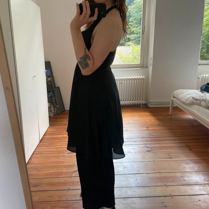 Vintage schwarzes Kleid aus Seide Midi Silk Dress ????