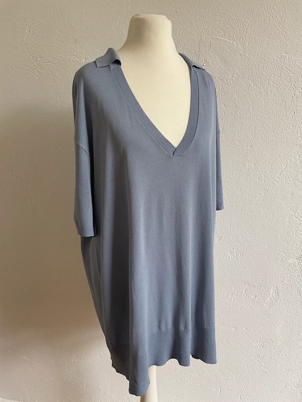 V-Neck Feinstrick Oversize Shirt Polo