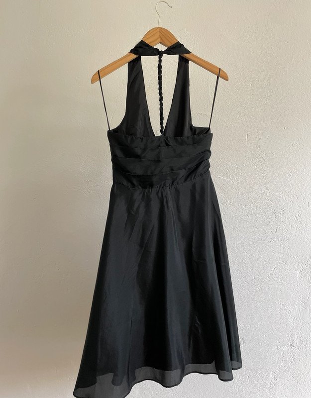 Vintage schwarzes Kleid aus Seide Midi Silk Dress ????
