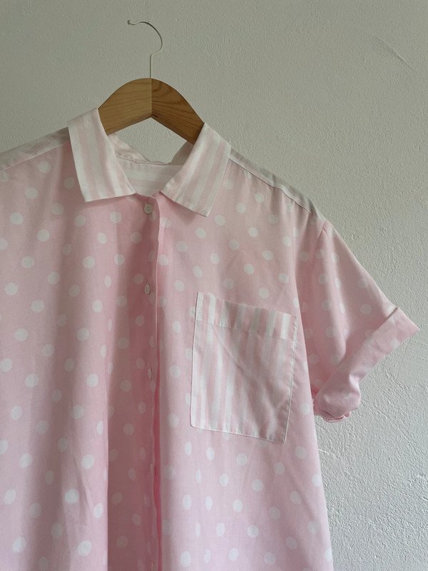 Vintage Hemd Bluse mit Punkten und Streifen