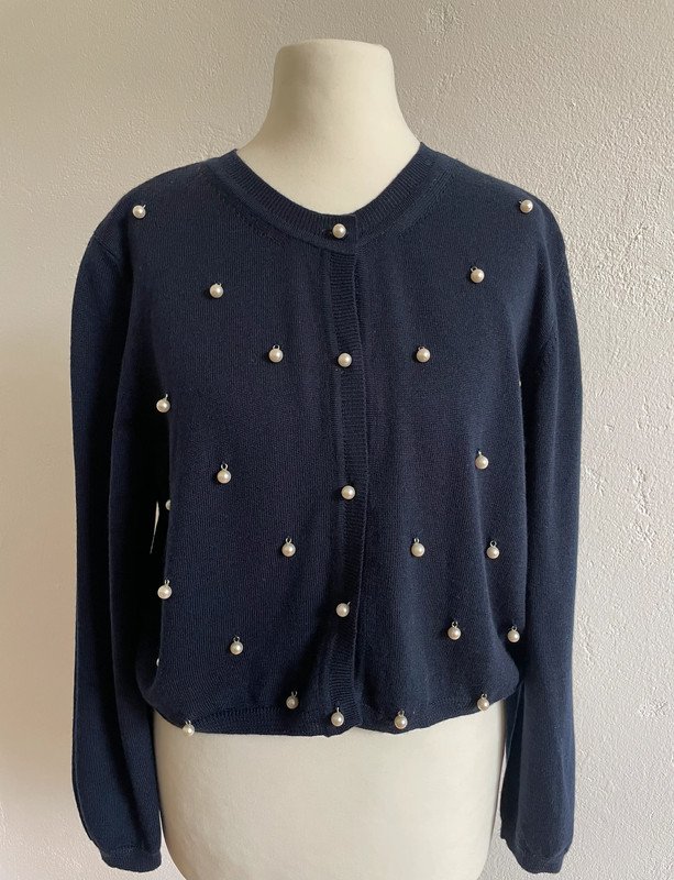 Love Moschino kurze Strickjacke Cardigan Perlen 100% Schurwolle