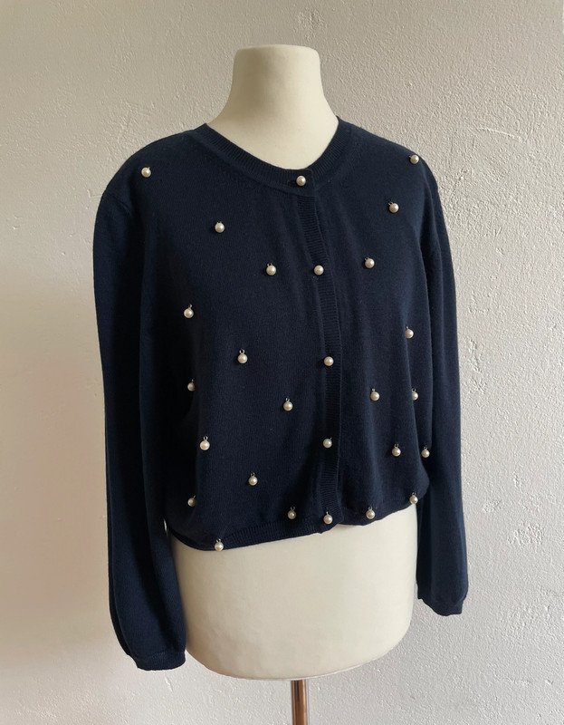Love Moschino kurze Strickjacke Cardigan Perlen 100% Schurwolle