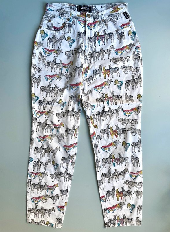 Versace Jeans Couture Hose mit bunten Zebra Print Vintage 90s 90er