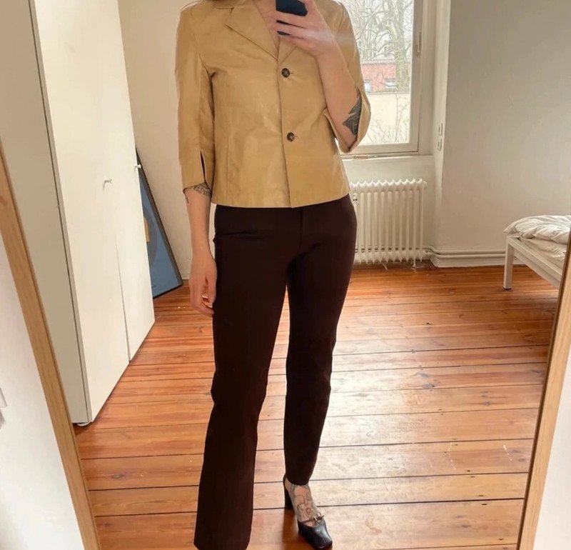 Y2K René Lezard Lederjacke Vintage 3/4 Ärmel