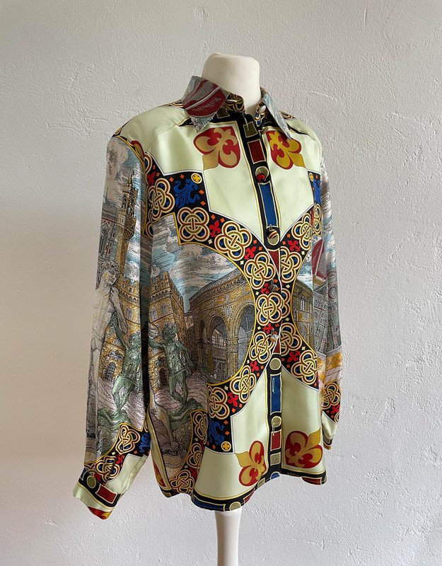 90s Moschino Couture Cruise me Baby Bluse Seide 90er Florenz Duomo Vintage