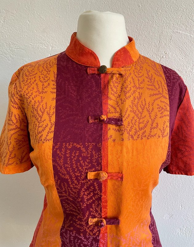 Kenzo Jungle 90s Bluse mit Mao Kragen 90er