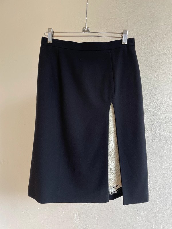 Escada by Margaretha Ley High Waist Rock aus Wolle und Seide mit Spitze Wool Lace Silk 90s 90er