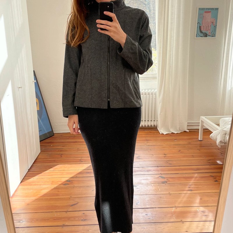 Vintage graue kastige Jacke aus Wolle 100% Wool Jacket 90s 90er