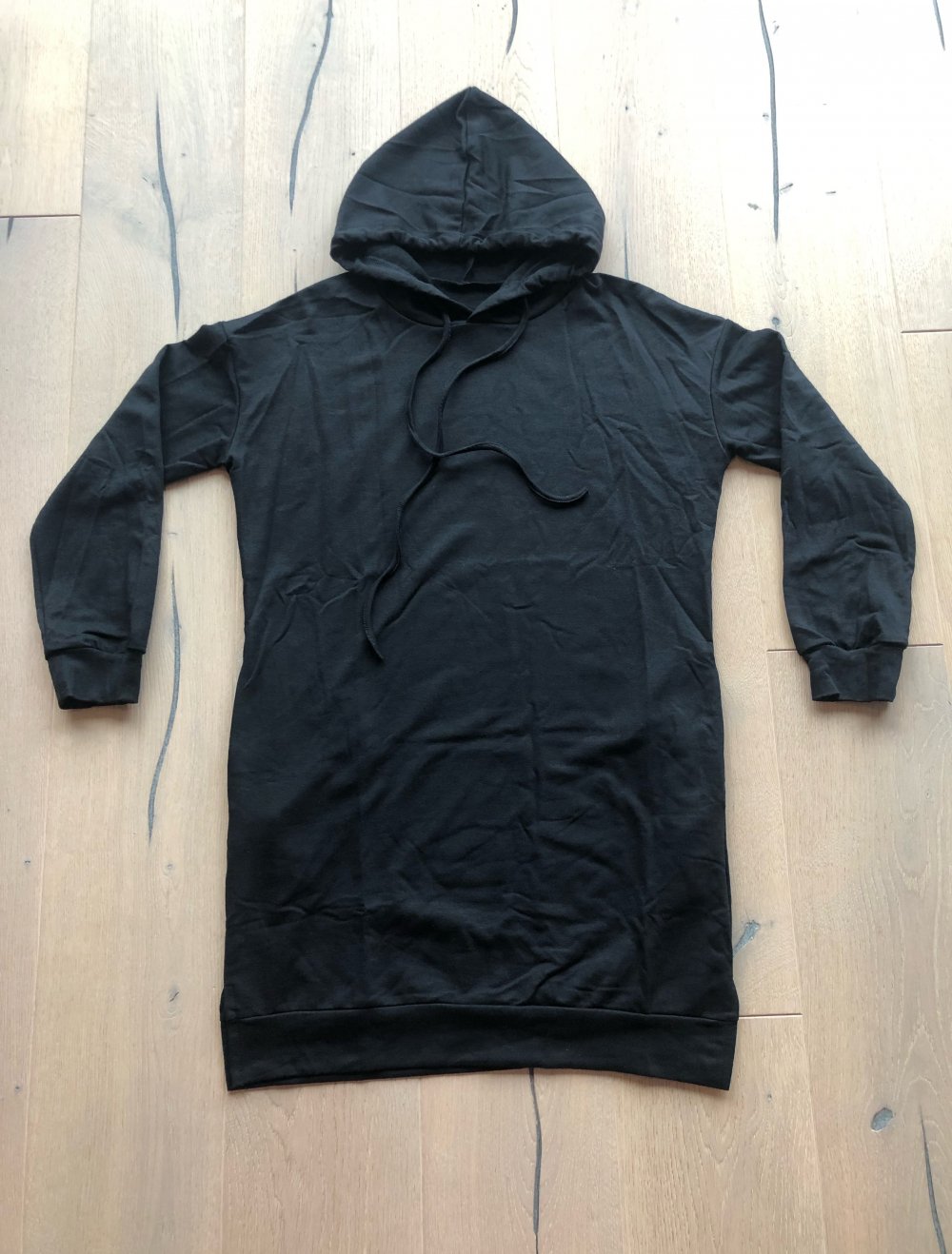 Schwarzes Kapuzen Sweater Kleid in der Größe S