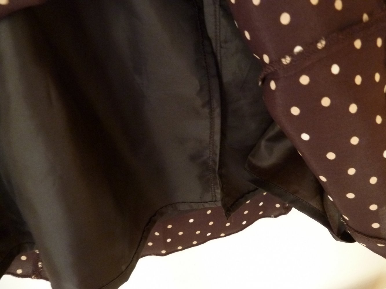 Amy Vermont toller Punkte Rock Gr. 42 L Tupfen Polka Dots Braun Weiß Beige A-Linie Sommerrock Frühling Midi