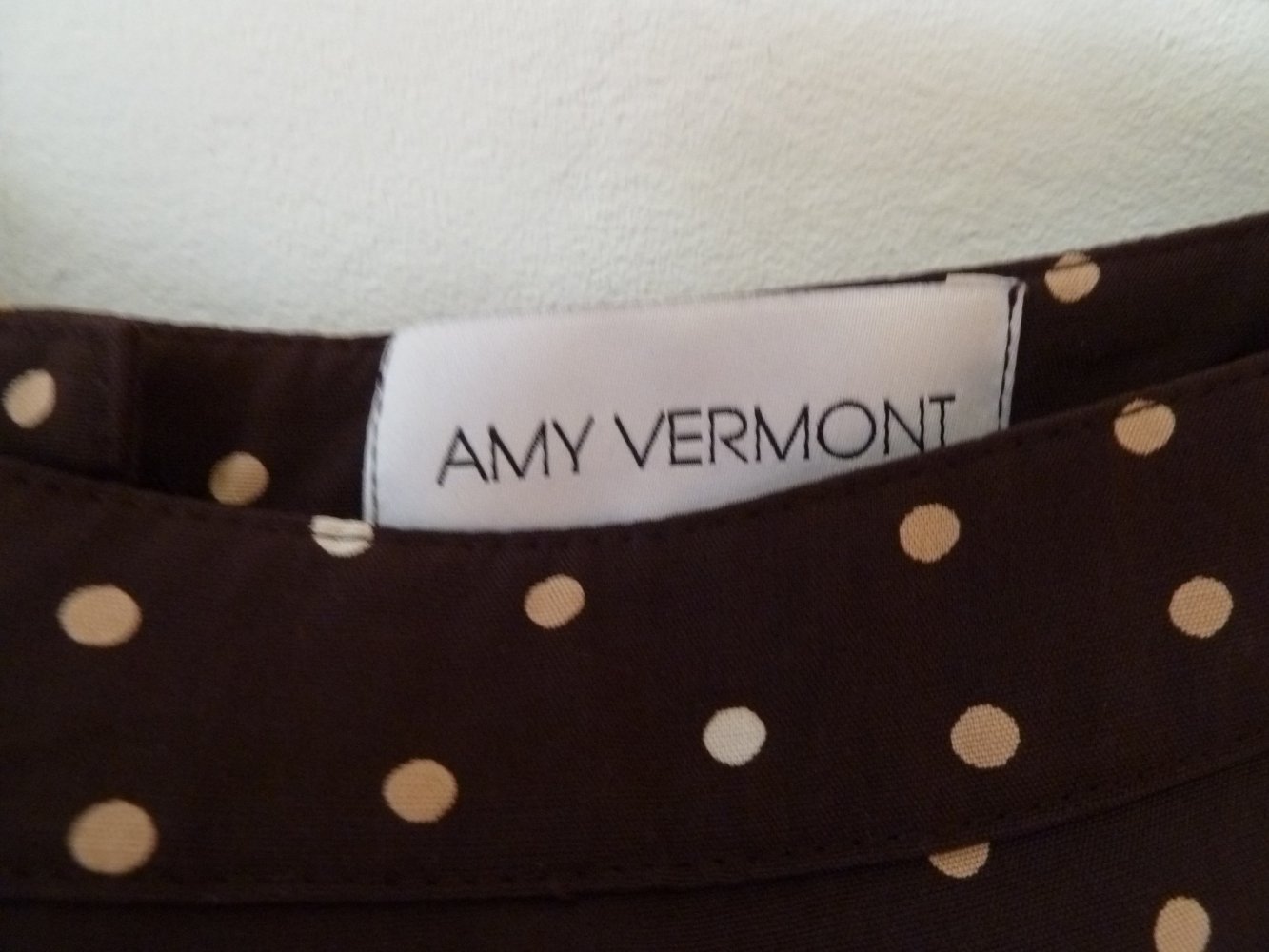 Amy Vermont toller Punkte Rock Gr. 42 L Tupfen Polka Dots Braun Weiß Beige A-Linie Sommerrock Frühling Midi