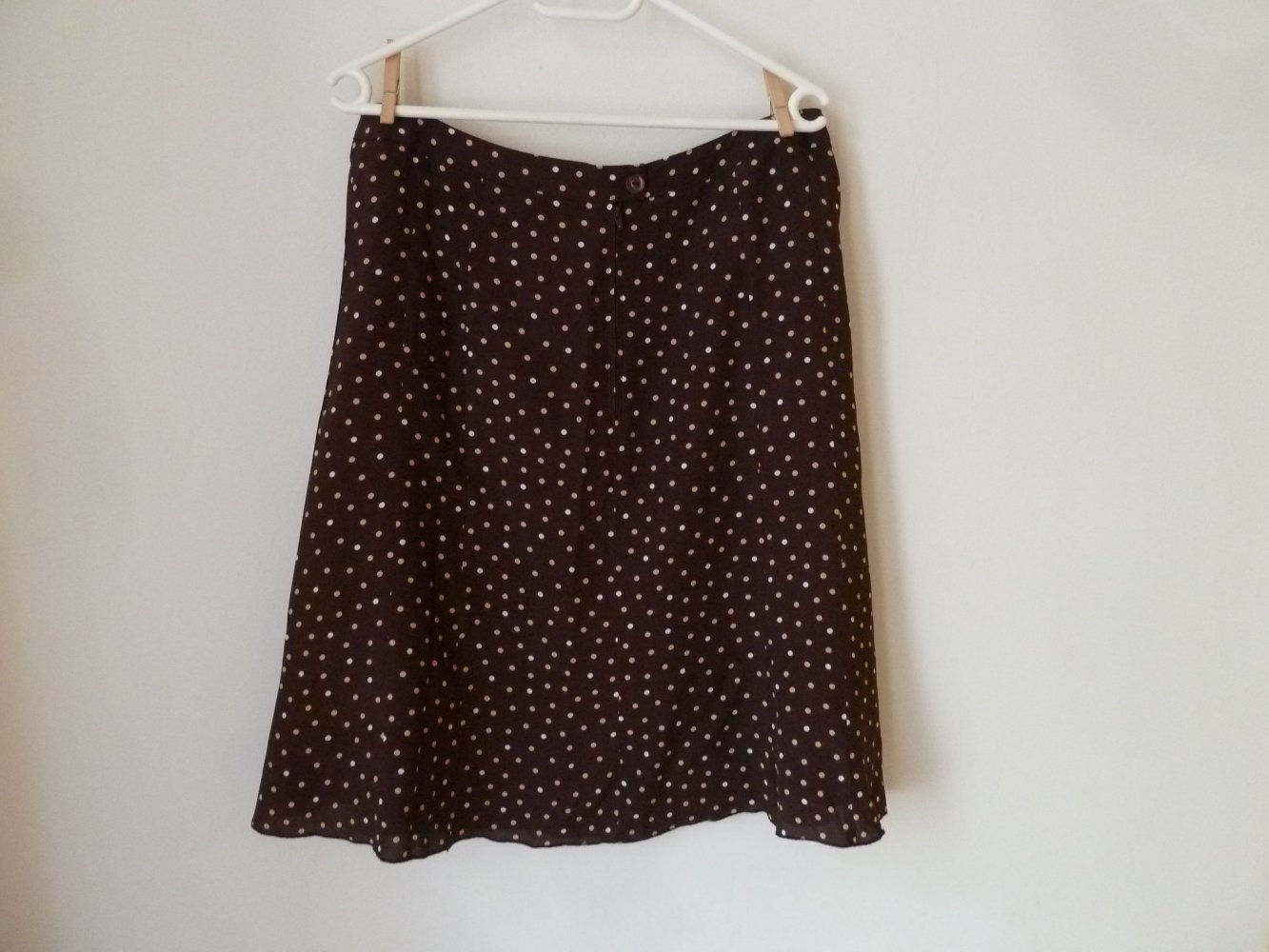Amy Vermont toller Punkte Rock Gr. 42 L Tupfen Polka Dots Braun Weiß Beige A-Linie Sommerrock Frühling Midi