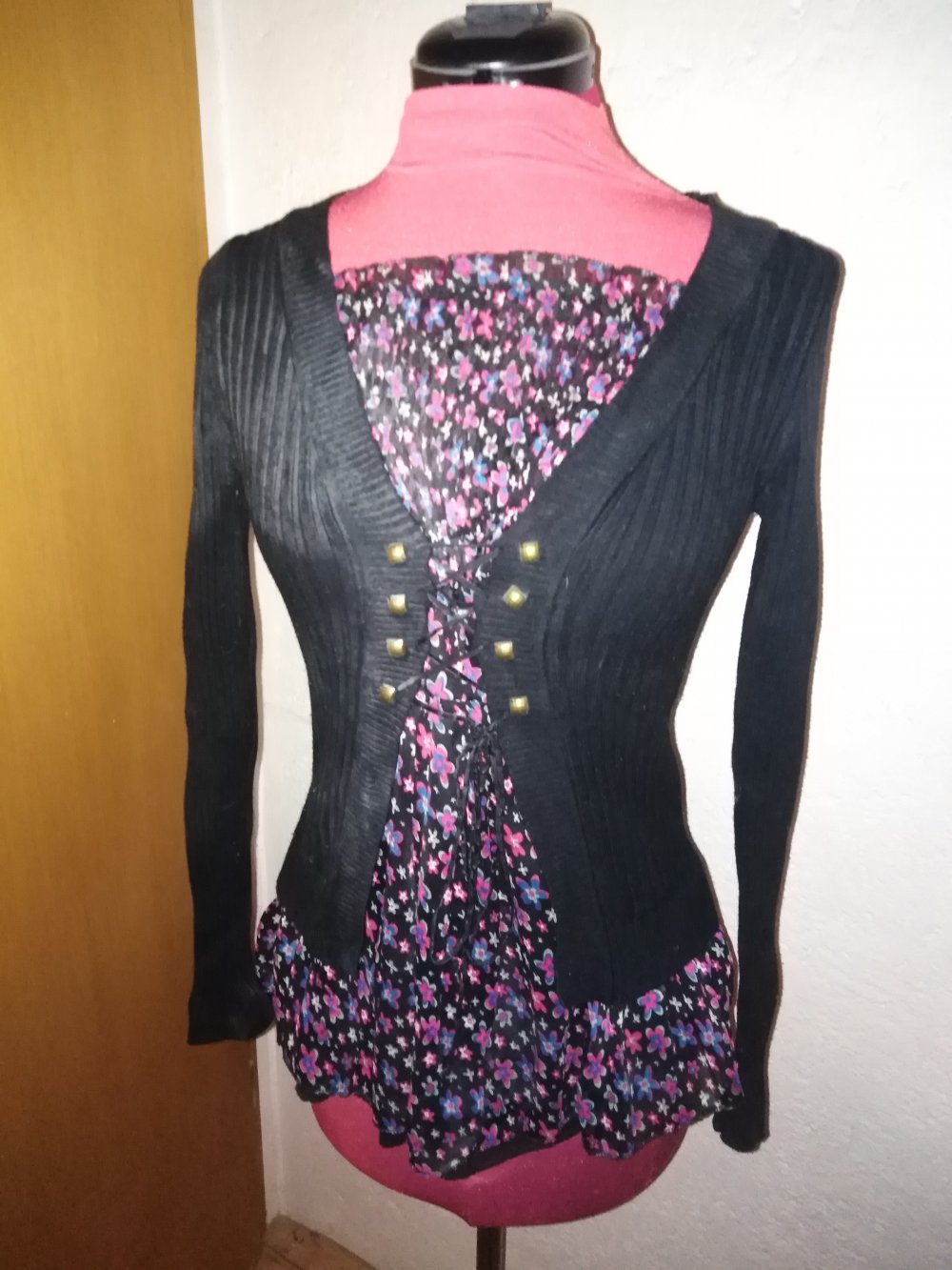 Blusenpullover Pullover Bluse integriert Gr. M / L