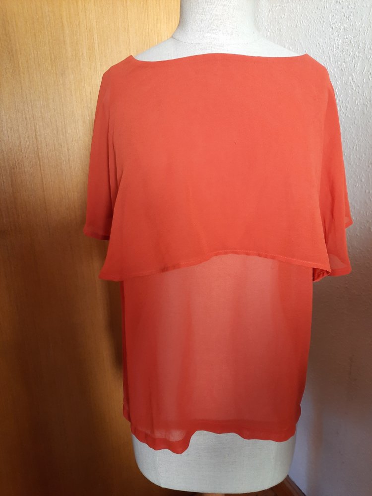 Tunika Bluse Koralle rot Gr. 34 H&M
