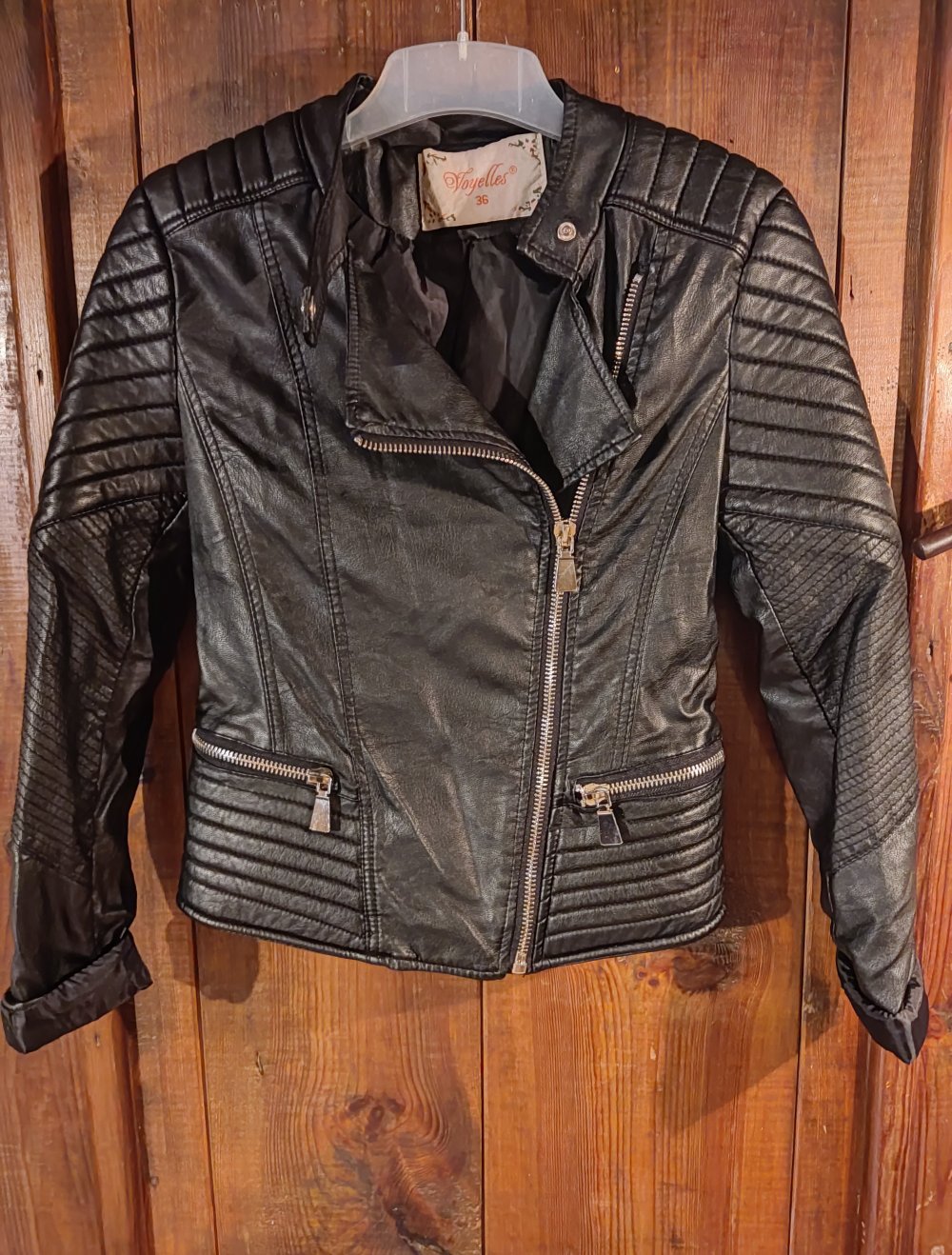Biker Lederimitat Jacke Gr.XS schwarz