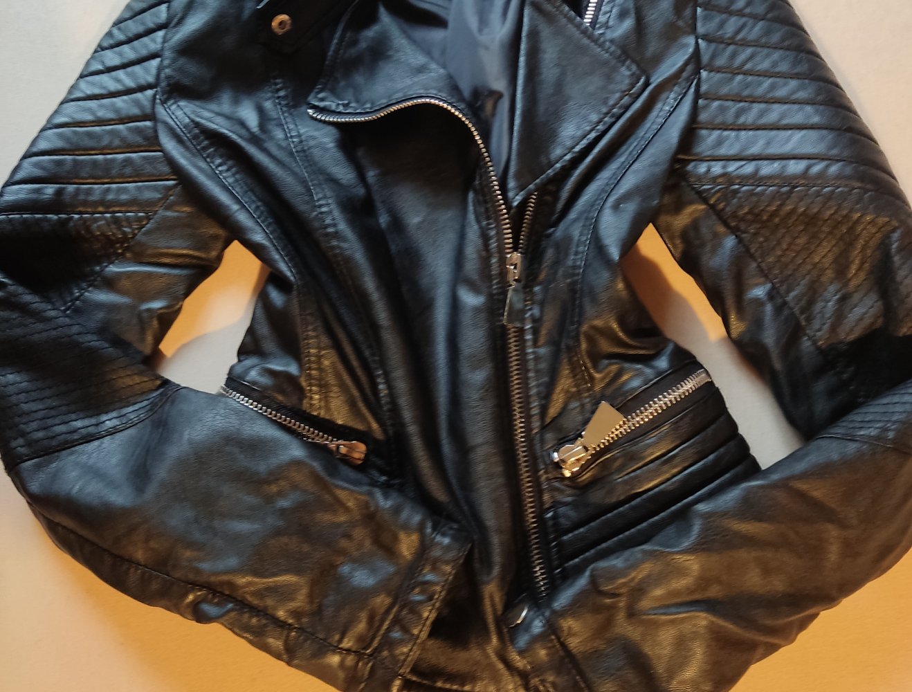 Biker Lederimitat Jacke Gr.XS schwarz