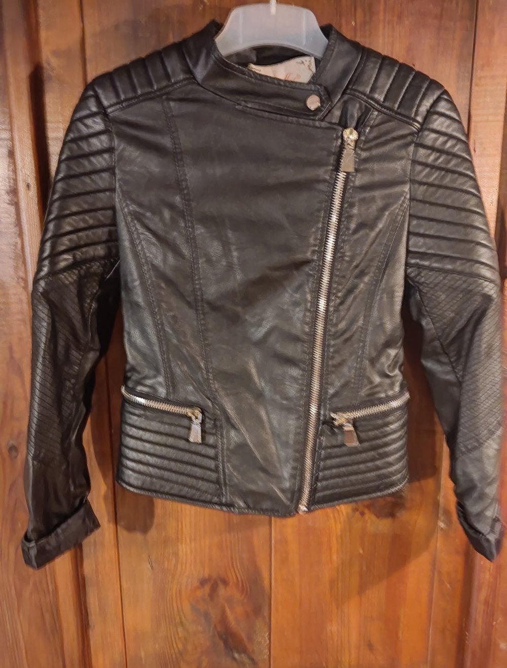 Biker Lederimitat Jacke Gr.XS schwarz