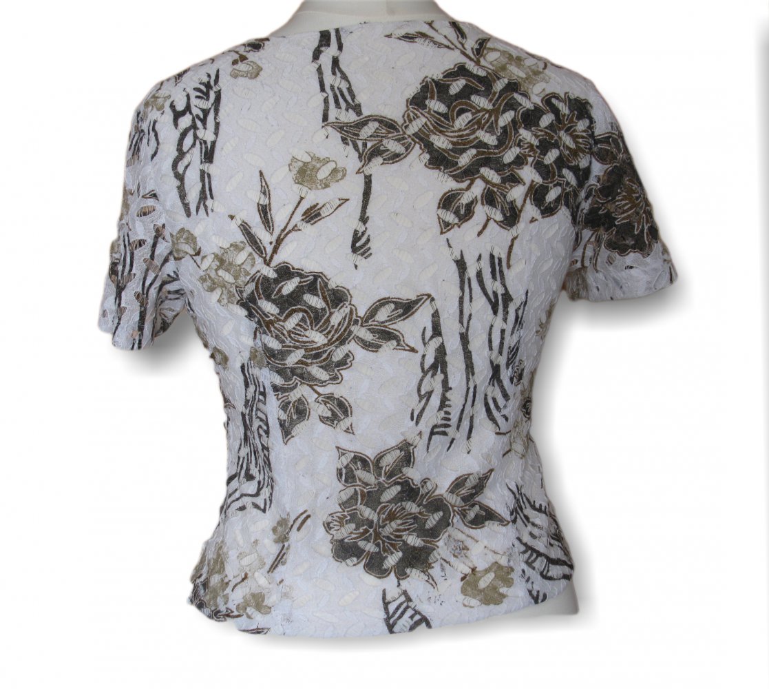 Damen Shirt, kurzärmlig, schwarz,weiß, Muster, Gr. 44