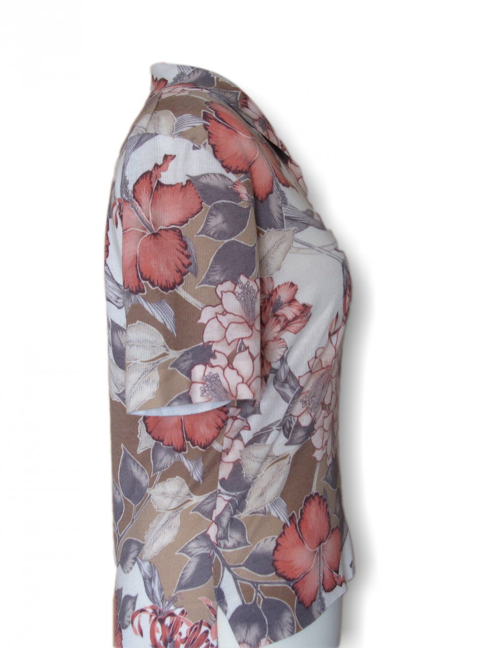Damen Shirt, kurzärmlig, Blumen, Muster, Gr. 38