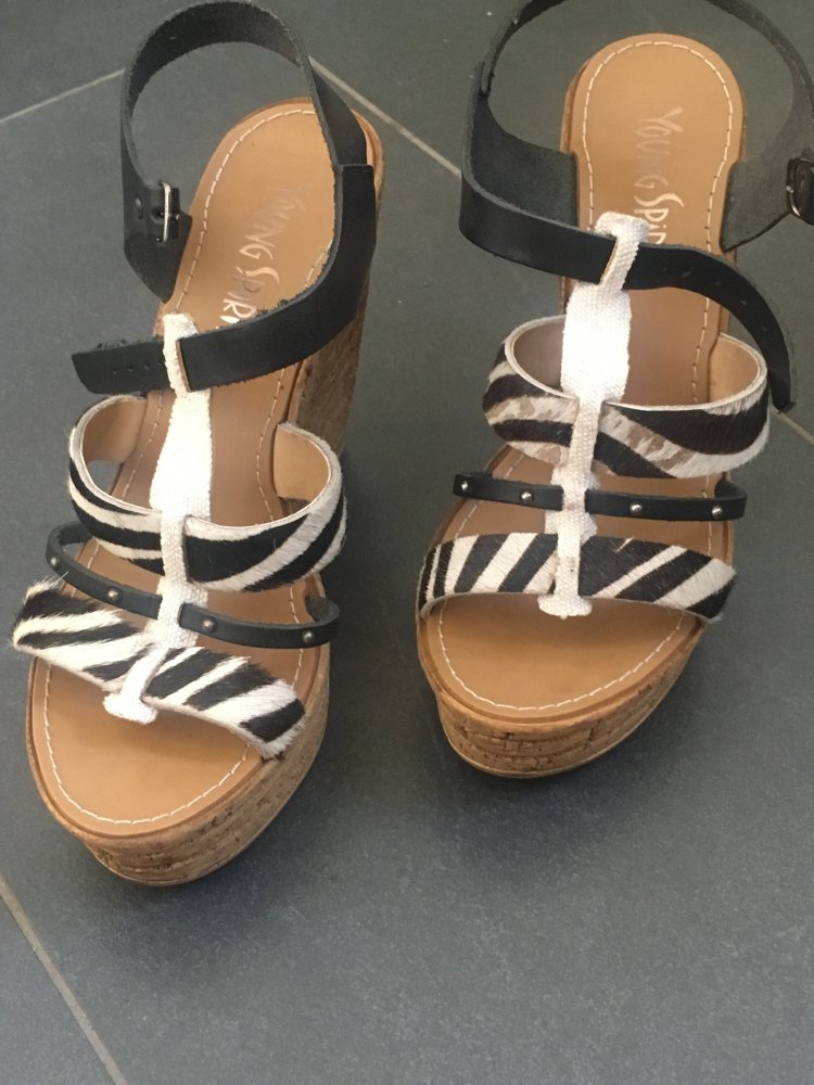 Wedges Keilabsatz Sandalen Zebra Fell Gr. 37
