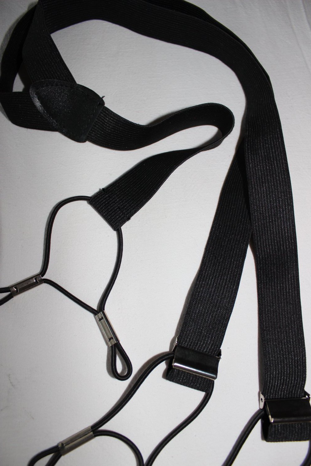 Neu! Stretch Hosenträger elastisch zum Knöpfen, schwarz