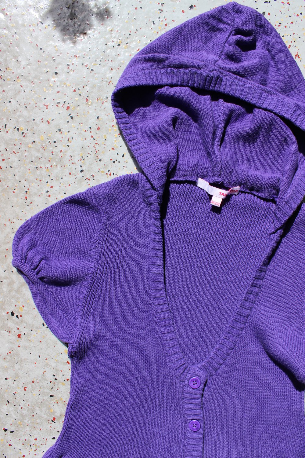 TALLY WEIJL Strickjacke Hoodie Kurzarm Baumwolle purple lila