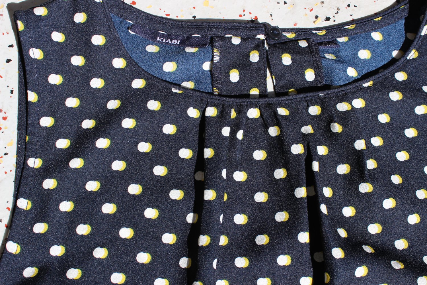 NEU! KIABI Tunika Bluse dunkelblau Dots weiß/gelb
