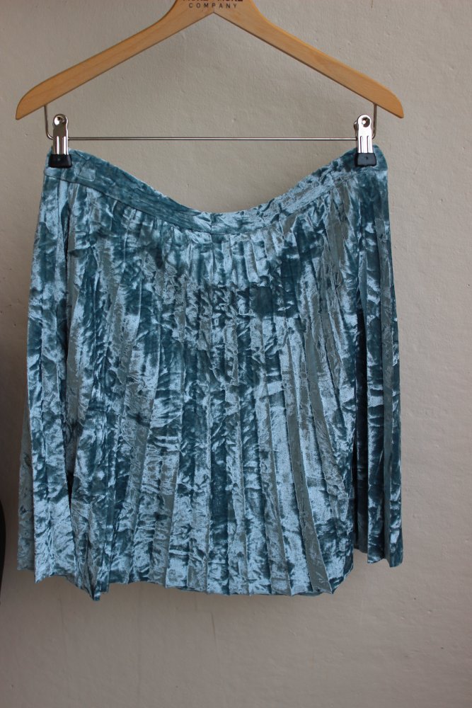 NEU! OVS Panné-Samt Plissee Rock  petrol blau