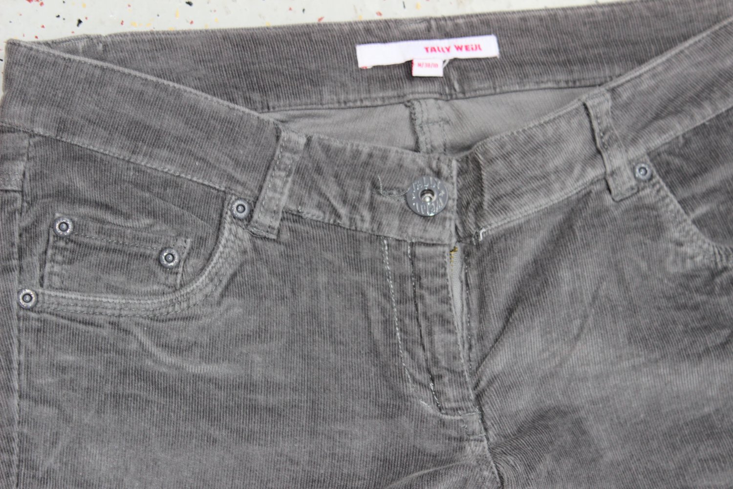 Tailly Weijl Babycord Five-Pocket low waist Stretch Röhre hellgrau