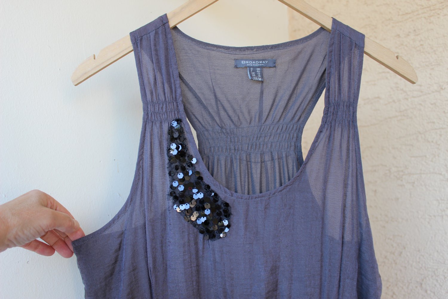 NEU! Broadway Seide-Mix Midi Volant Kleid Pailletten dunkelgrau