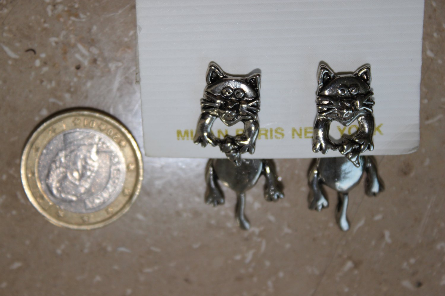 Vintage 90s Mexico NEU! Katze - Ohrstecker, beweglich
