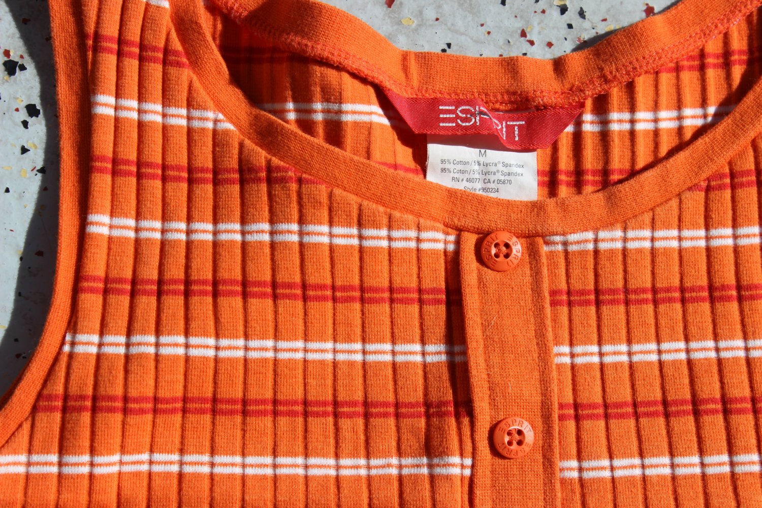NEU! Esprit Vintage 90-er Crop Top Rippstrick orange gestreift