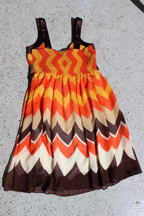 MISS POSH Chiffon Cocktail-Kleid, creme beige orange braun