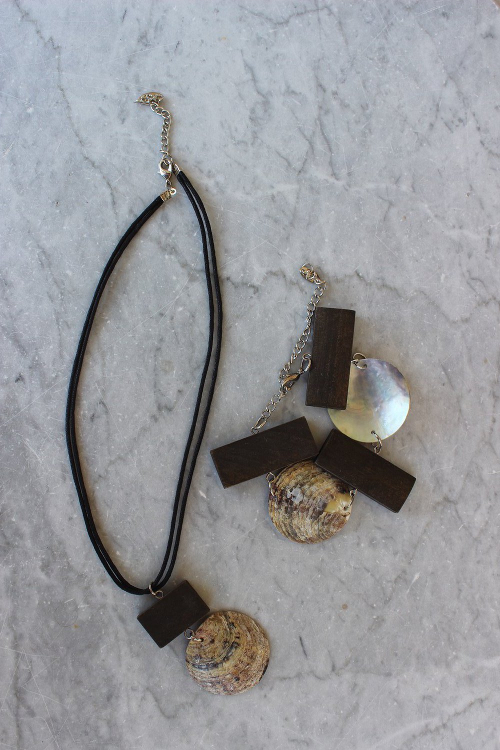 Schmuck-Set Muschel Holz