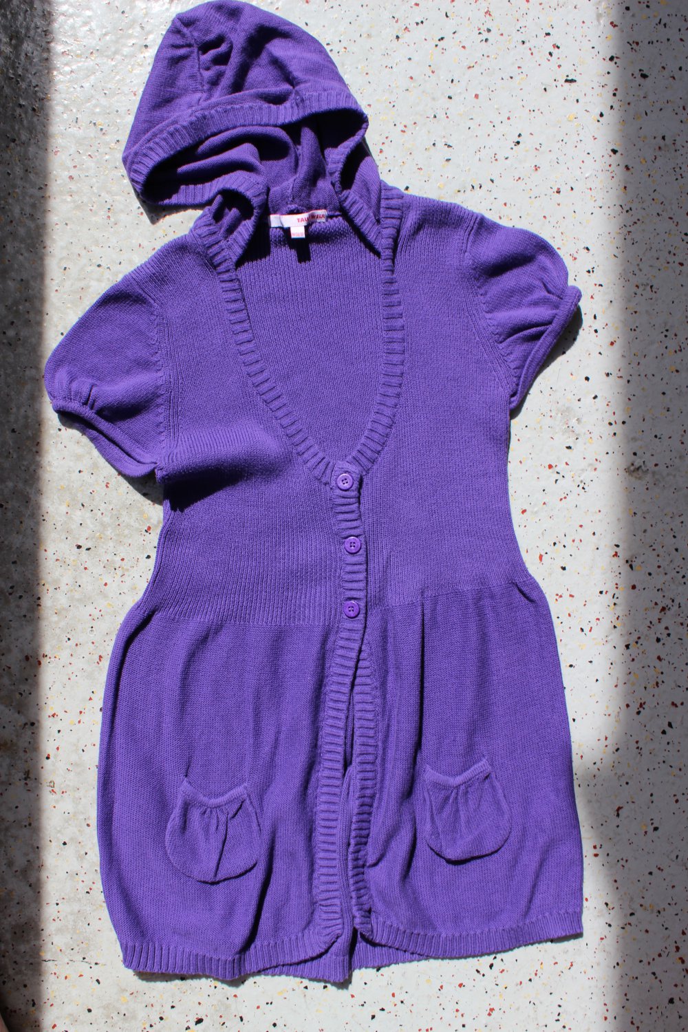 TALLY WEIJL Strickjacke Hoodie Kurzarm Baumwolle purple lila
