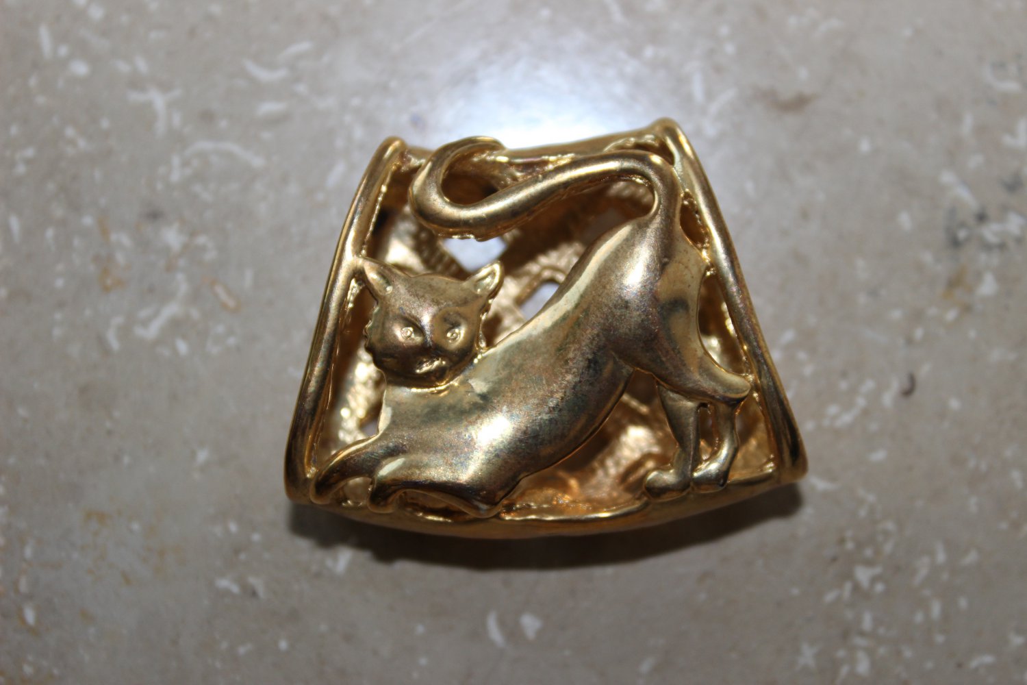 NEU! Katze / Flecht-Muster Schal-Clip gold