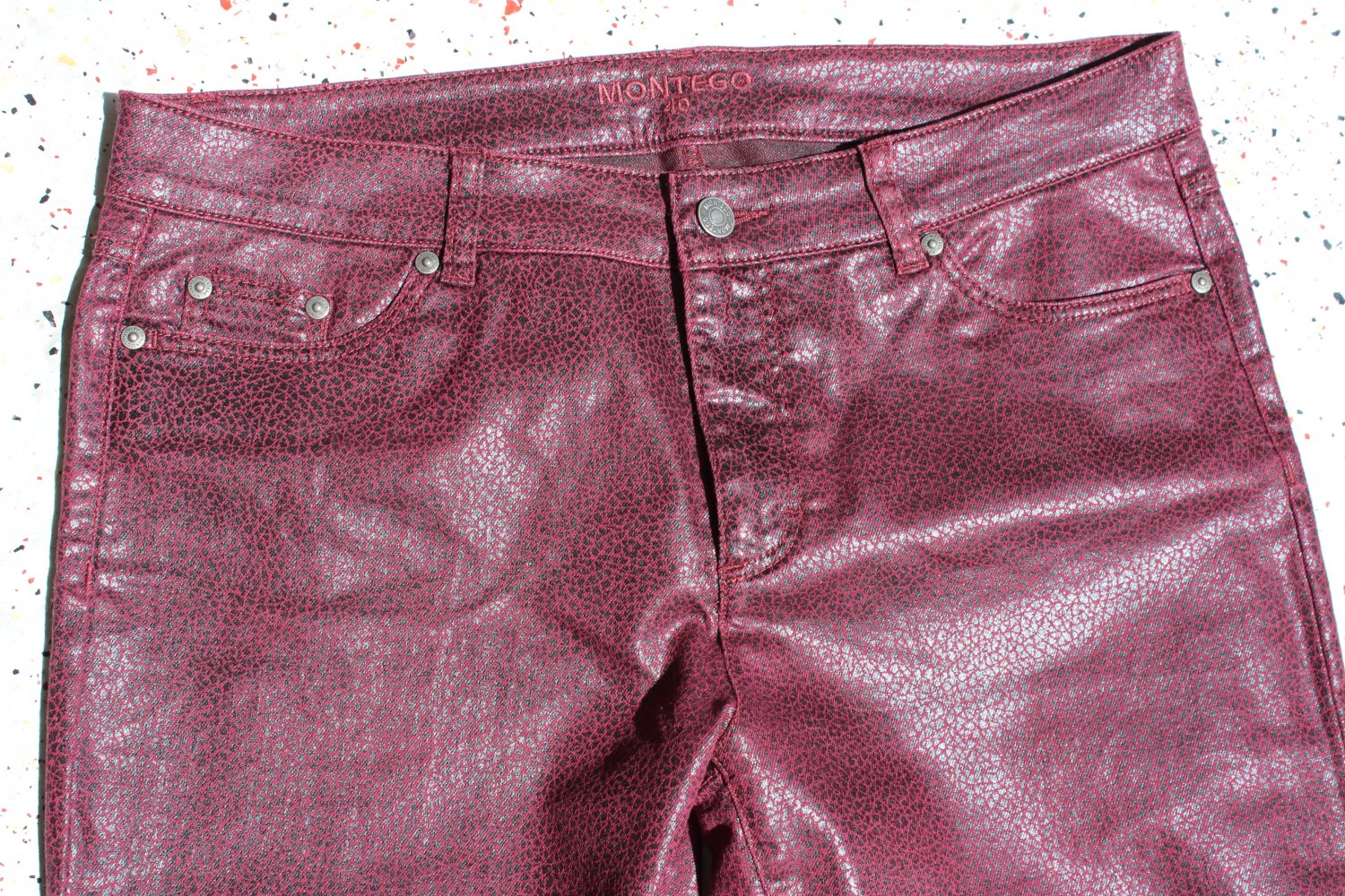 MONTEGO Fivepocket Straight Stretch bordeaux beschichtet 