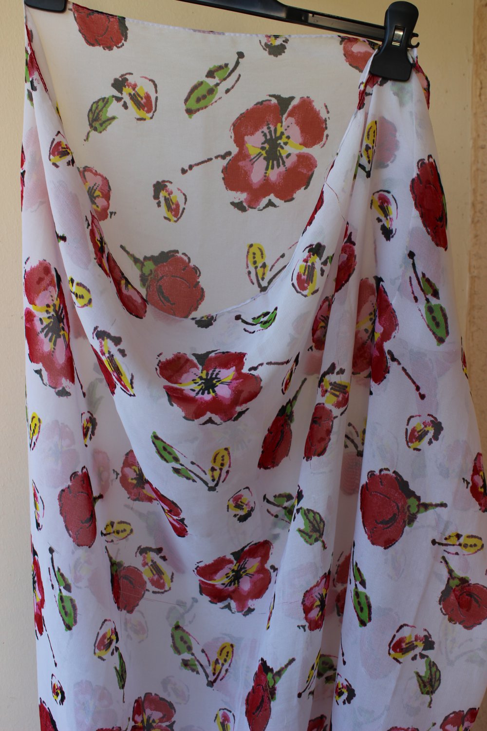 Pareo Sarong Chiffon Tuch Maxi-Rock Mohnblüten semitransparent 2x1m