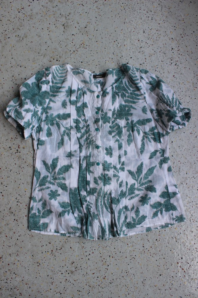 NEU! Mexx Vintage 90-er semi-transparente Baumwoll-Bluse weiß grün