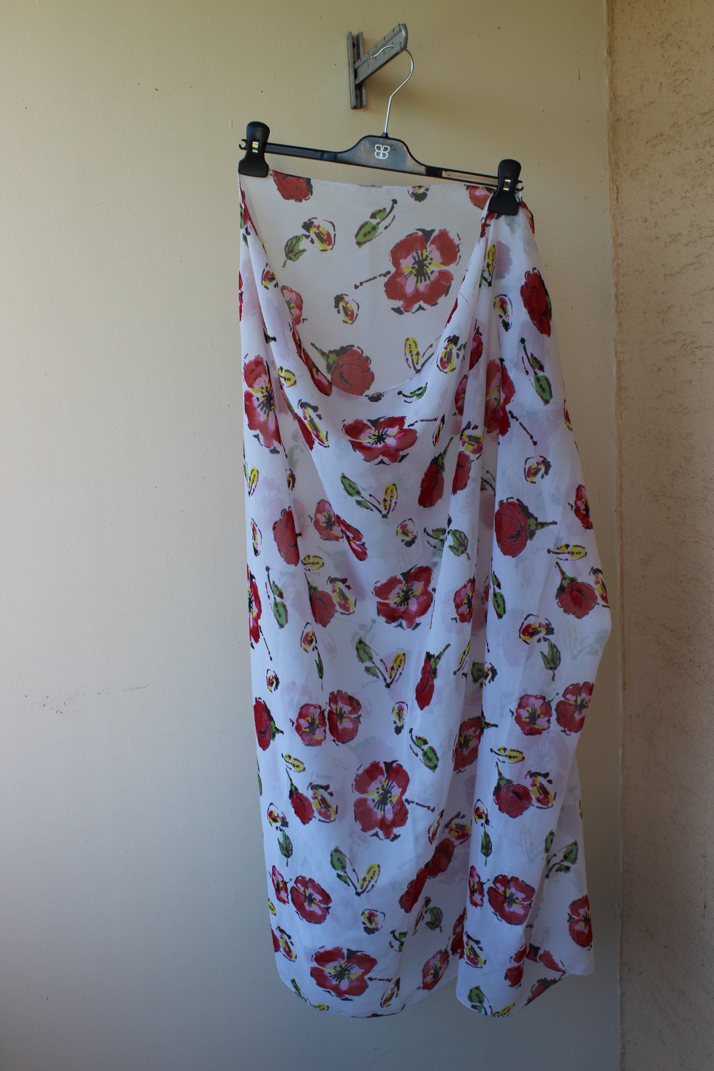 Pareo Sarong Chiffon Tuch Maxi-Rock Mohnblüten semitransparent 2x1m