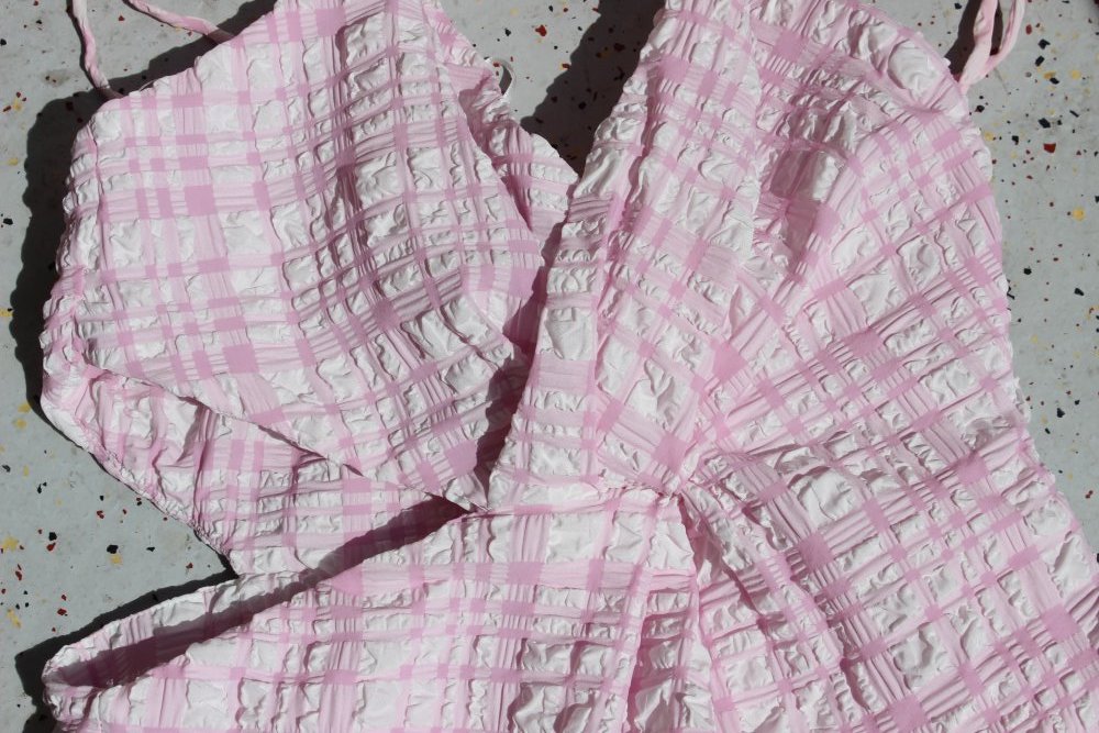 Neu! Zara Wickelkleid Cut Out Empire Vichy Karo Pastell pink rosa weiß