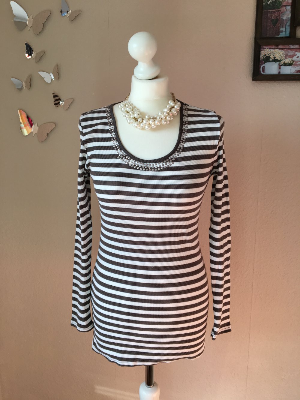 Fransa Shirt Pullover gestreift
